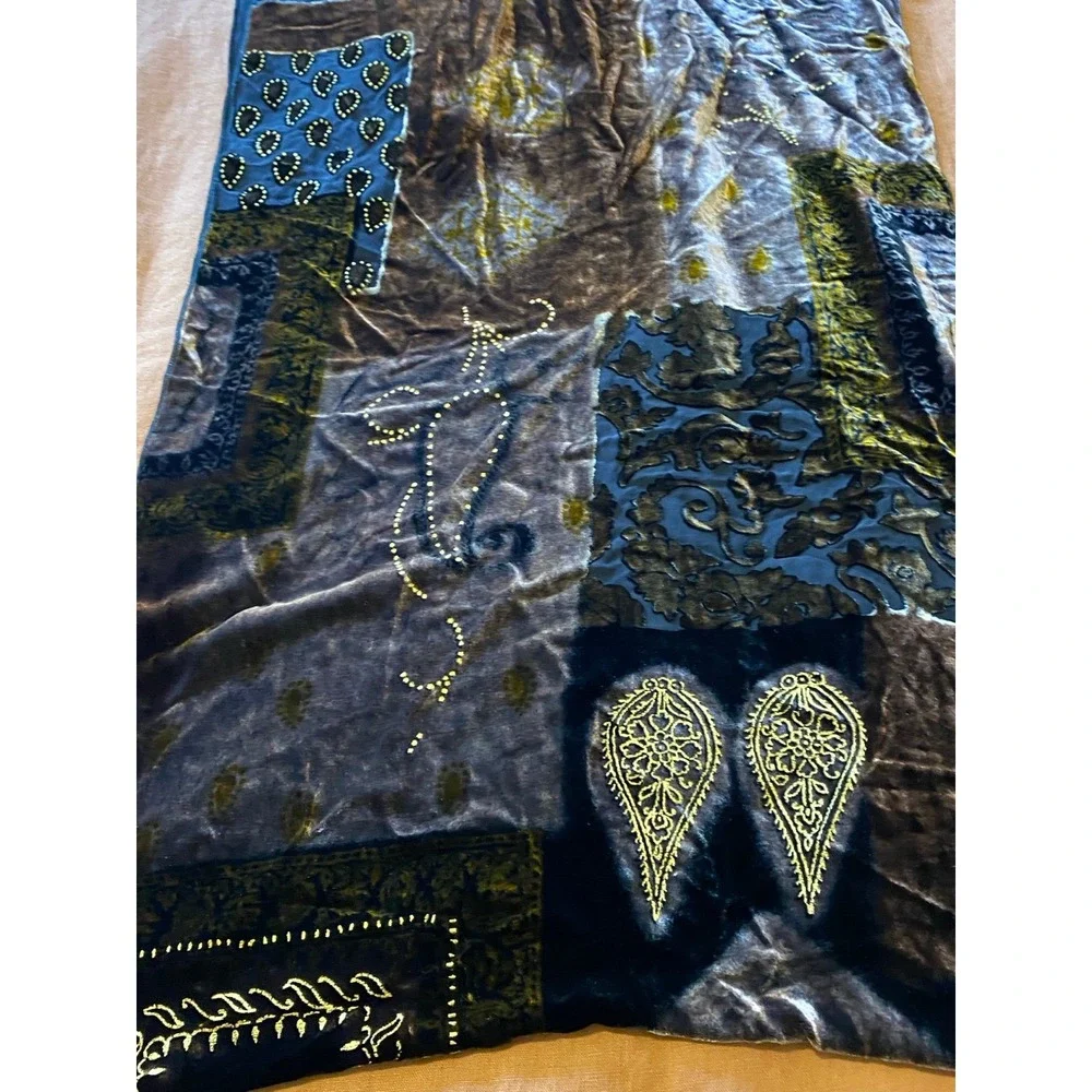 Italy Silk Velvet Burnout Scarf Neck Hair Purse Shoulder Accessories Brown Black